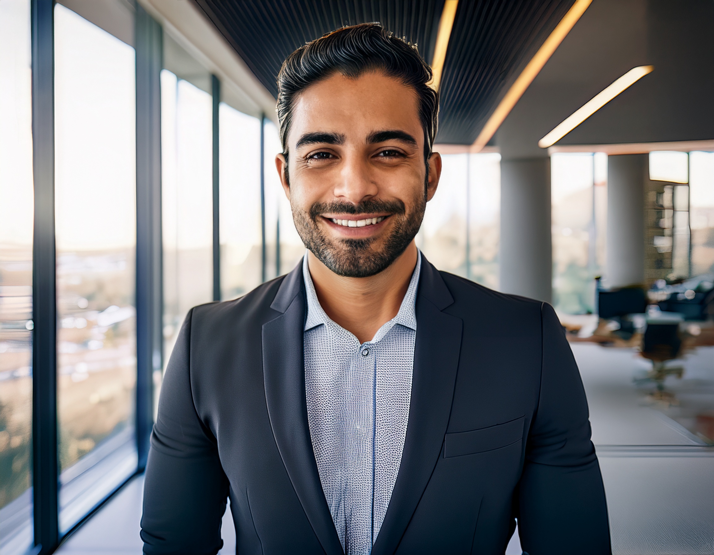 Person, männlich, mittleres Alter, lächelnd, formell gekleidet